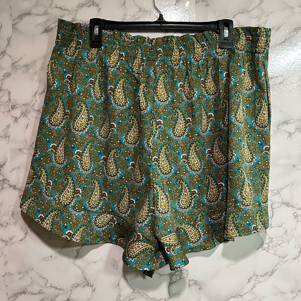DR2 Daniel Rainn Womens Green Paisley Shorts Pockets Tie Waist XXL - Picture 6 of 7
